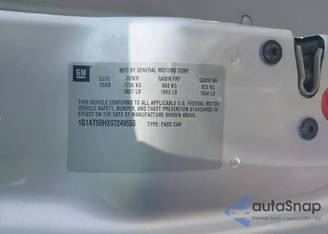 2009 Chevrolet Cobalt Lt from USA, damaged, VIN 1G1AT58HX97249650